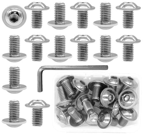 Piuluvor® Confezione da 15 Viti Testa Bombata M8 x 14 mm, Esagono Incassato, Flangiate Inox Cava Esagonale Con Chiave a Brugola e Scatola