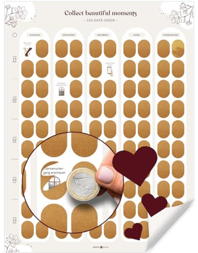 LEBENSKOMPASS® Rubbelposter für Paare – 100 Date Ideen & Bucket List für Paare – Kreative Couple Geschenke für unvergessliche Erlebnisse mit deinem Partner - Scratch Off Poster