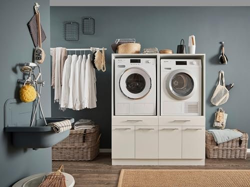 möbelando Waschmaschinenumbauschrank >LAUNDREEZY< in weiß - 135x162x67,5 (BxHxT)