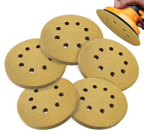 50 Stück 125mm Klett Schleifpapier, 80 Körnung 5 Zoll 8-Loch Rund Klett Schleifpapier 8 loch schleifpapier Schleifmittel für Exzenterschleifer