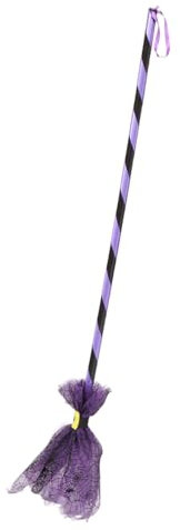 Rubies Escoba de Bruja Telaraña Lila infantil, Accesorio para disfraz, Complemento, Talla única, Unisex, Brujas, Witch para Halloween, Carnaval y Fiestas