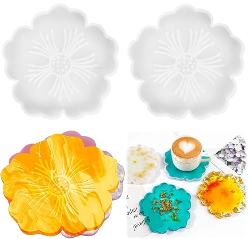 Stampo in silicone, 2 sottobicchieri in resina, grandi stampi in resina epossidica, stampi in silicone, per un set principiante, per il fai da te, vassoio di frutta, decorazione per la casa