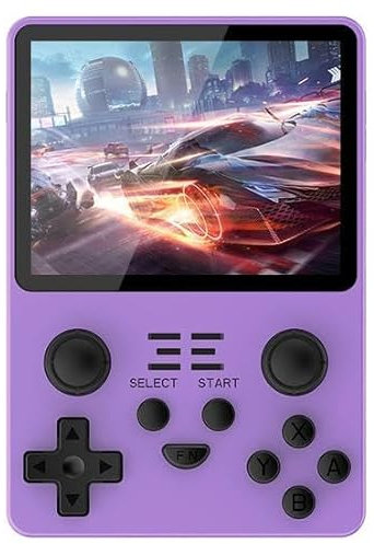 RGB20S Retro Handheld-Spielkonsole, 3,5-Zoll-IPS-Bildschirm 3500-mAh-Akku Videospielkonsole mit 128 GB TF-Karte, 25.000 vorinstallierten Spielen, Linux System Spielekonsole (RGB20S, lila, 128G)