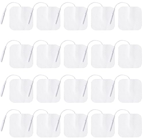 Elektroden Pads Ersatz-Klebepads für TENS/EMS-Geräten Elektrostimulatoren | Nietenpads Selbstklebende Pflaster 2mm Stiftverbinder (20Stücke 5 x 5cm)
