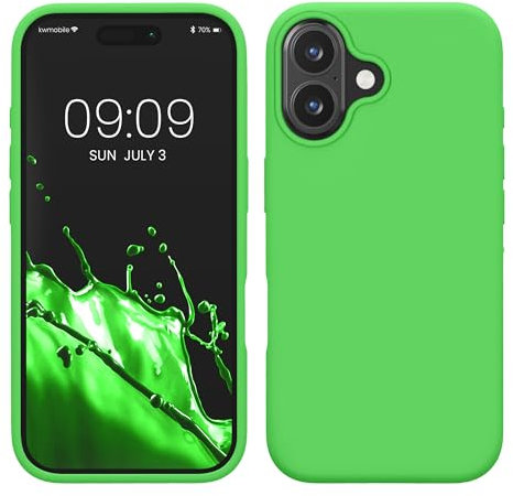kwmobile Case Compatible with Apple iPhone 16 Case - TPU Silicone Phone Cover with Soft Finish - Lime Green