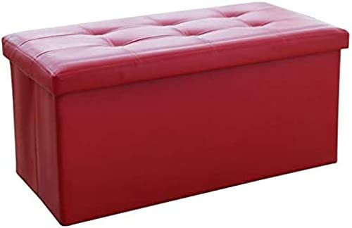 DLNTXFDG Gepolsterter Sitzwürfel mit Stauraum, Sitzhocker, Fußhocker, zusammenklappbar, Stoff, Leder, Couchtisch, Bank, Rot, 76 x 38 x 38 cm (30 x 15 x 15)