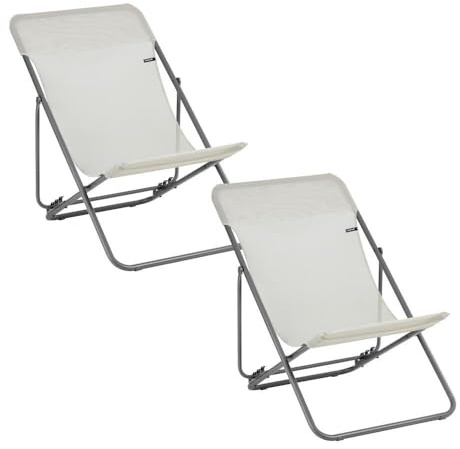 Lafuma MOBILIER - Set aus 2 klappbaren Liegestühlen - Maxi Transat - Batyline® Iso - Beige Seigle BDL0003_9868-5 Jahre Garantie