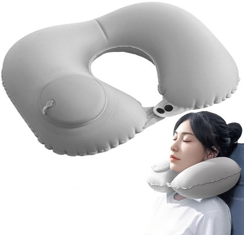 Jidyllic Travel Nackenkissen Flugzeug,Reisekissen Reise-Nackenkissen Aufblasbares Reisekissen Aufblasbares U Form Kissen Geeignet für Schlafruhe,Flugzeug,Auto und Büro(Grau)