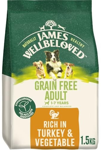 JAMES WELLBELOVED 1,5kg Hund Trockenfutter ohne Getreide, Truthahn & Gemüse