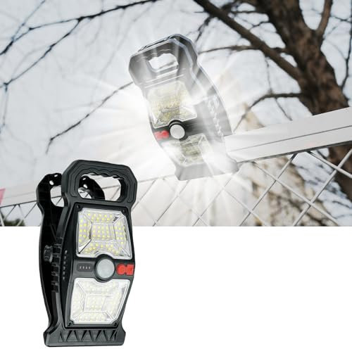 SC-Daily Solar Security Lights Outdoor with Motion Sensor - 3 Modes Clamp Light, IP65 Waterproof, 1800mAh Rechargeable for Garden Fence Shed & Pathways