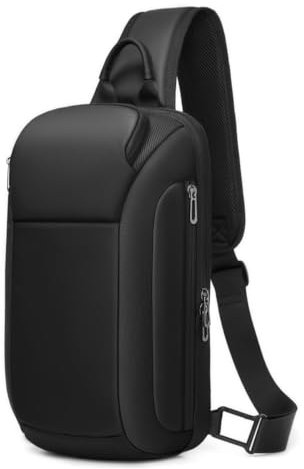 GYakeog Sling Bag Herren Crossbody Bag Schultertasche Wasserdicht Brusttasche Umhängetasche für Arbeit Reisen Radfahren Wandern-Schwarz