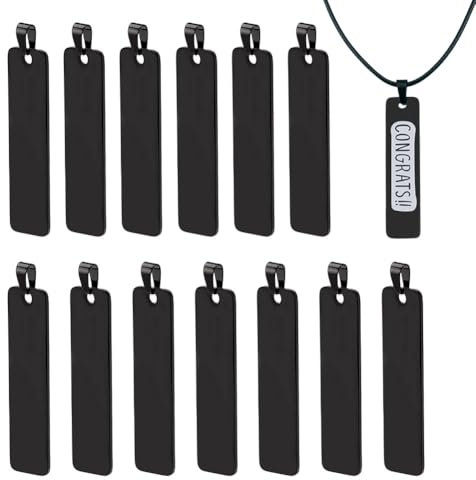 nbeads 14 Stk. Gravierbarer Anhänger, Metall Stanzen Blank Tag Anhänger Edelstahl Blanko-Hundemarken für Schlüsselanhänger Schmuckherstellung, 5x1.2cm