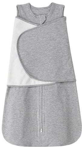 SIMYJOY Baby Schlafsäcke Neugeborene,Pucksack Baby Wearable Wickeldecke & Swaddle Transition,3-fach Verstellbarer Babyschlafsack mit 100% Baumwolle,Grau