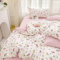 AShanlan Blumen Bettwäsche 200x200 Baumwolle Weiß Rosa Geblümt Bettwäsche-Sets mit Reißverschluss Aesthetic Floral Wendebettwäsche Enthält 1 Bettbezug 200x200 und 2 Kissenbezug 80x80 cm