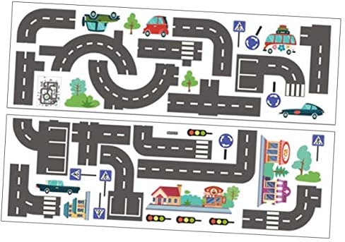 Milisten 2blätter Traffic Sign Wandsticker Kinderzimmer Diy Kurvenstraße Abnehmbare Autoaufkleber Junge Mädchen Wanddekoration Strapazierfähiges Material Kreative Spielraumgestaltung