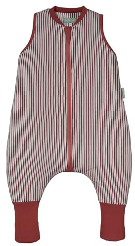 molis&co - Baby Schlafsack mit Füßen und Socke - Ideal für den Winter - Babyschlafsack mit Beinen 2,5 tog - 100% Baumwolle (Oeko-TEX 100), Premium Qualität - Burgundy Stripes (80 cm)
