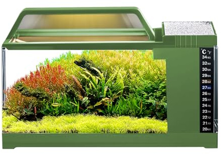 Dtaigou Aquarium-Set | Aquarium mit Filter und Licht, intelligente Temperaturüberwachung, leises Pumpen-Filtrationssystem, Kit für Schlafzimmer, Wohnzimmer, Schreibtischdekoration