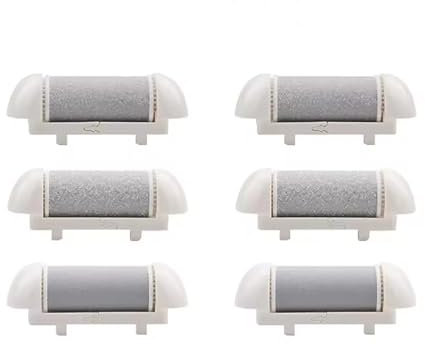 Shinekoo 6 x Schleifrollenköpfe, Fußfeilen-Ersatzrollen, Pedi elektrische Ersatzköpfe für abgestorbene Haut, Pediküre, Hornhautentferner (weiß)