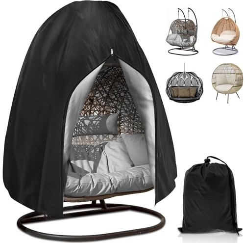 BAODBF 210D Oxford Abdeckhauben für Schwebesessel,Outdoor Wasserdicht Hängestuhl Abdeckung,Anti-Staub Hängestuhl Schutzhülle mit Reißverschluss und Kordelzug,Abdeckhaube Haube für Schwingsessel
