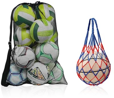 Vaskula Extra Große Ballnetz Ball Aufbewahrung Ballnetz für 10 Bälle mit Kordelzug Netztasche Balltasche Fussball für Fußball Basketball Handball Volleyball (75 x 100 cm)