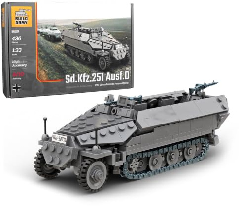 Buildarmy WW2 Sd.Kfz.251 Ausf.D Vehicles with Infantry Soliders Brick Model Building Block 492pcs