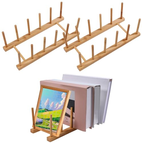 GLOBLELAND 3 Packung Holztellerhalter Zum Präsentieren Vertikaler Holzpuzzle Präsentationsständer Puzzle Aufbewahrungs Organizer Regal Holz Präsentationsständer Für Erwachsene Bücher Bastelarbeiten
