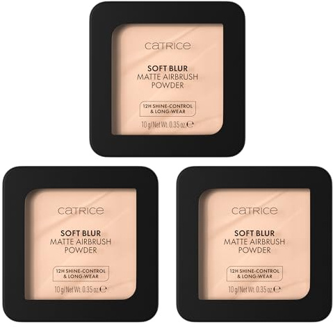 Catrice Soft Blur Matte Airbrush Powder, Nr. 005C, Nude, langanhaltend, mattierend, matt, für trockene Haut, vegan, ölfrei, ohne Parfüm, ohne Alkohol, 3er Pack (3x10g)