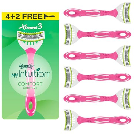 Wilkinson Sword myIntuition Xtreme 3 Comfort Sensitive Damen Einwegrasierer, 4er-Pack Damenrasierer für empfindliche Haut plus 2 gratis Rasierer