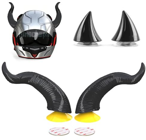FENGCHUANG 4 Stück Motorradhelm Devil Demon Horn Schwarz | Personalisiert Teufel-Horn mit Saugnapf Motorradhelm Hörner Geeignet für Cosplay Motorrad und Offroad-Helm