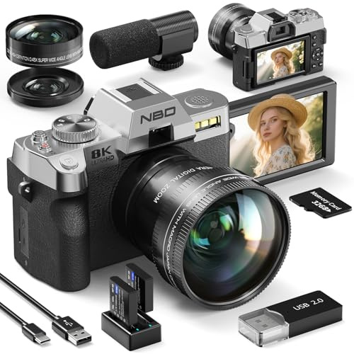 NBD 8K Digital Camera 64MP, Autofocus, 16X Digital Zoom, Silver