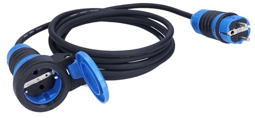 as - Schwabe DuroConn Verlängerungskabel 10m H07RN-F 3G1,5, IP54 | DEKRA-zertifiziertes Stecksystem, Spannungsanzeige, Klappdeckel, Schnellverschluss, für Baustelle und Außenbereich