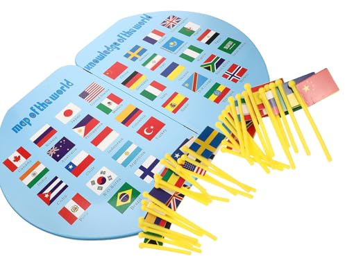 Luxshiny 1set World Map Puzzle with Flags Educational Geography Cognitive Game for Interactive Learning Jigsaw Map for Boys