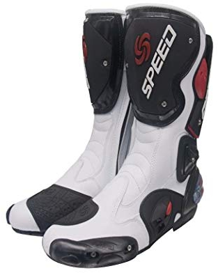 jwn velocità Bikers Moto Stivali Bianco Armatura in Pelle Impermeabile Sport Scarpa da Tutte Le Dimensioni