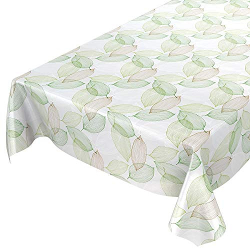 ANRO Wachstuchtischdecke Wachstuch Wachstischdecke Tischdecke abwaschbar Abstrakt Stimmung Laub Grün wasserabweisend Gartentischdecke Meterware pflegeleicht Lotuseffekt 140 x 140cm