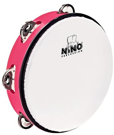 Nino Percussion Headed Tambourine Instrument - Musikinstrument für Kinder ab 5 Jahren - Durchmesser 8 Zoll - Kunststoff, Pink (NINO51SP)