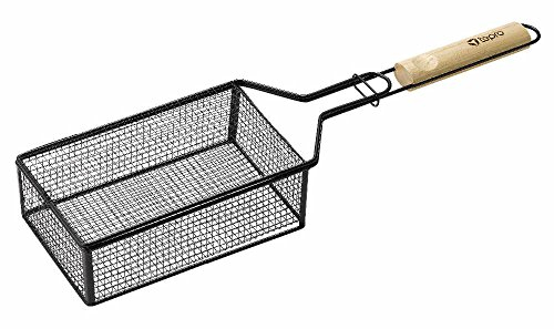 tepro Grillkorb mit Holzgriff, feinmaschiges Drahtgewebe, ideal für Pommes Frites & Popcorn, ca. 53 cm lang, mit Verschlussmechanismus, leicht zu reinigen, praktisches Grillzubehör