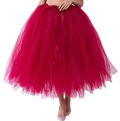 Falda de Tutu Mujer,SHOBDW Malla de Tul En Capas de Dama de Honor Mullido Regalo de La Fiesta de Bodas Traje de Baile de Princesa Falda Burbuja de Maternidad Falda(Vino Rojo)
