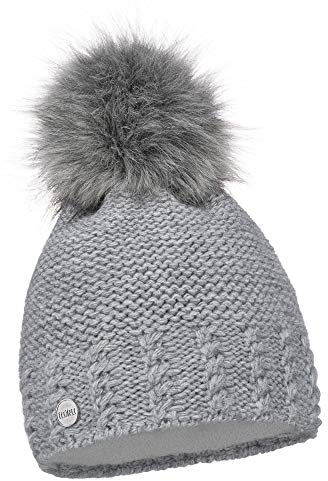 ELIMELI Damen Winter Mütze warme Strickmütze Wintermütze mit Bommel Slouch Strick Beanie Damen für Winter Bommelmütze Hergestellt in EU Farbenauswahl 14503 (Grau)