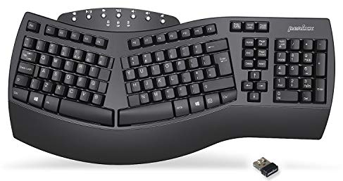 perixx PERIBOARD-612 Wireless Ergonomic Split Keyboard with Dual Mode 2.4G and Bluetooth Features, Compatible with Windows 10 and Mac OS X System, Black, UK Layout