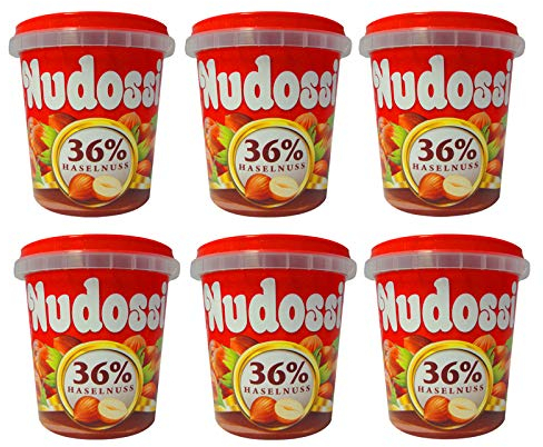 Nudossi Schokocreme Brotaufstrich 6er Pack (6 x 200 g) Haselnuss-Nougat-Creme, Süßer Aufstrich
