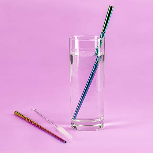 Paladone Lot de 2 pailles réutilisables en acier inoxydable en forme de corne de licorne - 25 x 1 x 1 cm