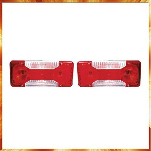 Easy Link 2x Lichtscheibe Glas Heckleuchte Rückleuchte für Iveco Daily IV Pritsche/Fahrgestell 2006 - 2011, Fiat Doblo 2006 - 2011, Rot/Weiß, Halogen, ECE-geprüft, Original Passform