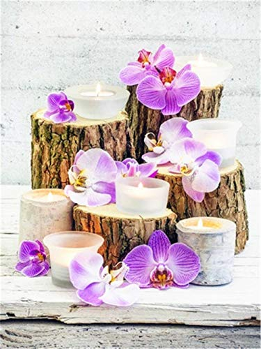 DIY 5D Diamant Malerei Set Malen nach Zahlen Lila Orchidee Rundbohrer 40x50cm Große Voll Diamond Painting Bilder Kits Erwachsene Crystal Strass Stickerei Kreuzstich Mosaik Crafts Wall Decor M1083