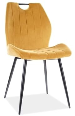 SIGNAL MEBLE ARCO Polsterstuhl, Velvet-Samt, Curry, Ergonomische Sitzfläche | Metallbeine, 91x51x58 cm, Sitzhöhe 48 cm, Belastbar bis 120 kg, Esszimmerstuhl