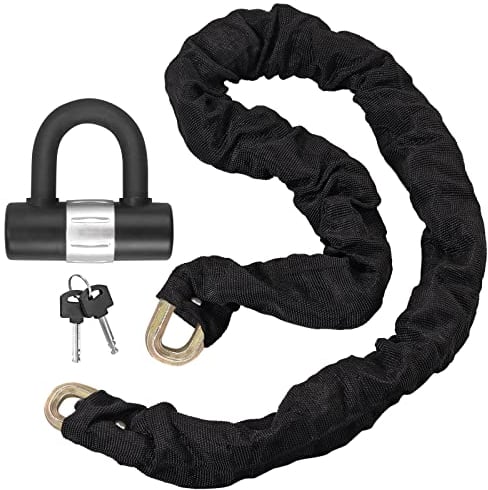 EYPINS Lucchetto a Catena per Bici da Moto Resistente Lungo 1.2M, Catena Quadrata Resistente al Taglio da 10 mm di Spessore con Lucchetto a U da 15 mm, Per Motocicli, Biciclette, Porte