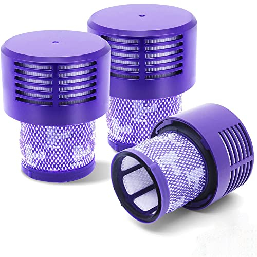 Polj - Compatible avec filtre pour Dyson V10 SV12 - Kit d'économie 3 filtres de rechange lavables avec brosse et chiffon de nettoyage
