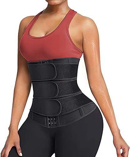 Gotoly Bauchweggürtel Fitness Gürtel Fettverbrennung Schwitzgürtel Taillenmieder Verstellbarer Neopren Sauna Schweiß Taille Trimmer Bauchgürtel Bauchweg Taillenformer Für Damen (Schwarz, 2XL)