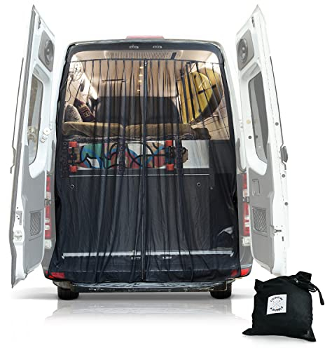 Living in a Bubble Mosquitera para furgonetas de techo medio y alto Mercedes Sprinter, Ford Transit y otras autocaravanas, mosquitera de tamaño universal para puerta trasera, cierre de cremallera