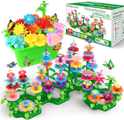 SpringFlower Toys for Girls 3 4 5 6 7 Years Old, Flower Garden Building Kit with Storage case,Educational STEM Toy and Preschool Garden Play Set for Toddlers, for Kids,148pcs