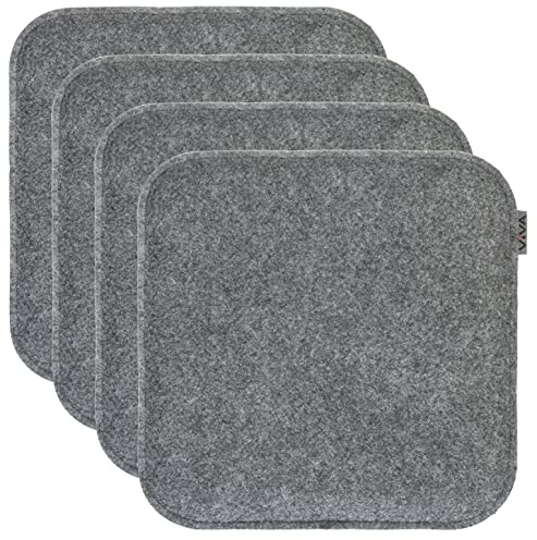 Brandsseller 4er Set Sitzkissen aus Filz 35x35x2 cm – Robuste Stuhlauflagen für innen und außen, eckiges Sitzpolster, strapazierfähiges Kissen für Stühle - Dunkelgrau